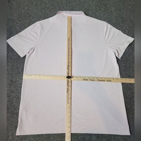 G/FORE Feeder Stripe Modern Spread Tech Pique Polo Mens XL Blush Pink - Picture 10 of 13